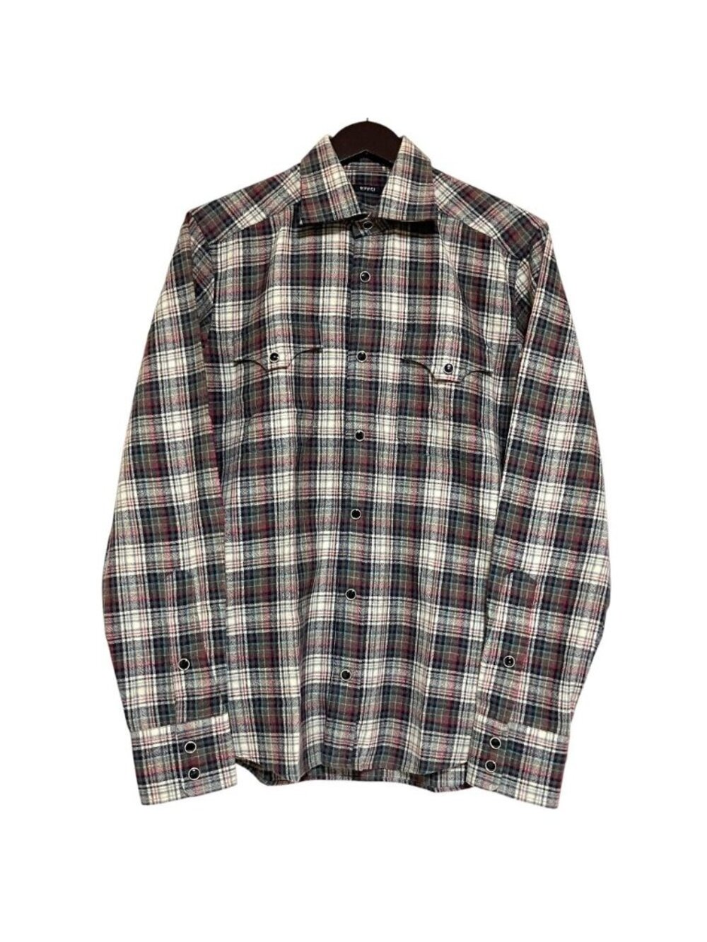 Gucci Plaid Pattern Long Sleeve Wool Flannelette Blouse